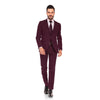 MALLOW BURGUNDY WOOL BLENDED 2 PC SINGLE BREASTED SUIT.